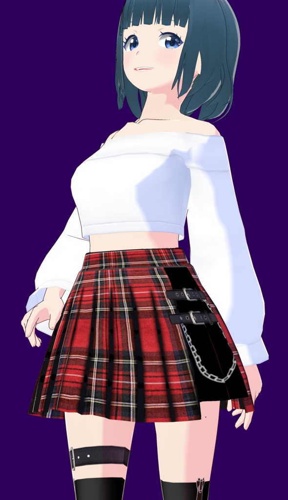 VRoid Studio 正式版β版兼用 パンク ロック プリーツ スカート テクスチャー punk & rock skirt texture (vroid official release & beta) かっこいい かわいい かっこかわいい ロリ系 ゴスロリ 黒 ブラック ダーク系 black red 赤 テクスチャ 制服 プレッピー vroidstudio