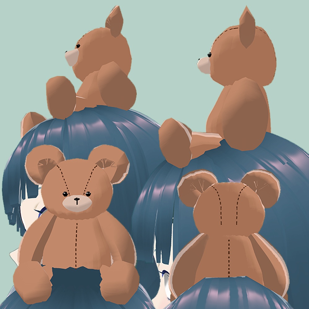 VRoid Studio 正式版 対応済 頭の上で動くテディベア 19色セット 男女兼用 カスタムアイテム customitem ヘアープリセット はね毛 TeddyBear 毛绒熊 곰 인형 ʕ·ᴥ·ʔ くま クマ 熊 bear ぬいぐるみ ロリ系 ゴスロリ髪型プリセット vroidstudio