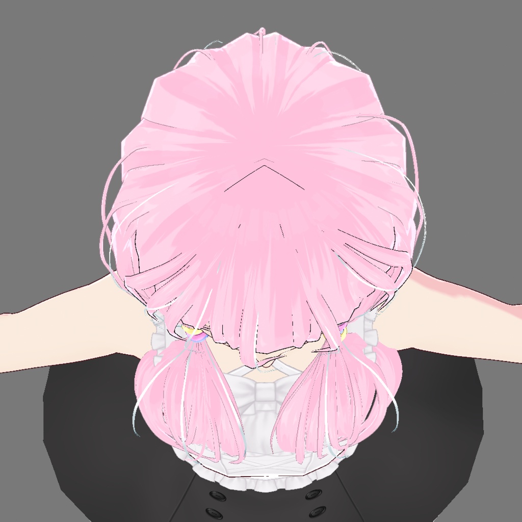 VRoid Studio 正式版 カラー変可 ゆるふわツインテール5色セット 髪型プリセット 前髪・後髪・横髪 3点セット Hairstyle preset Pigtails ツインテ vroidtudio