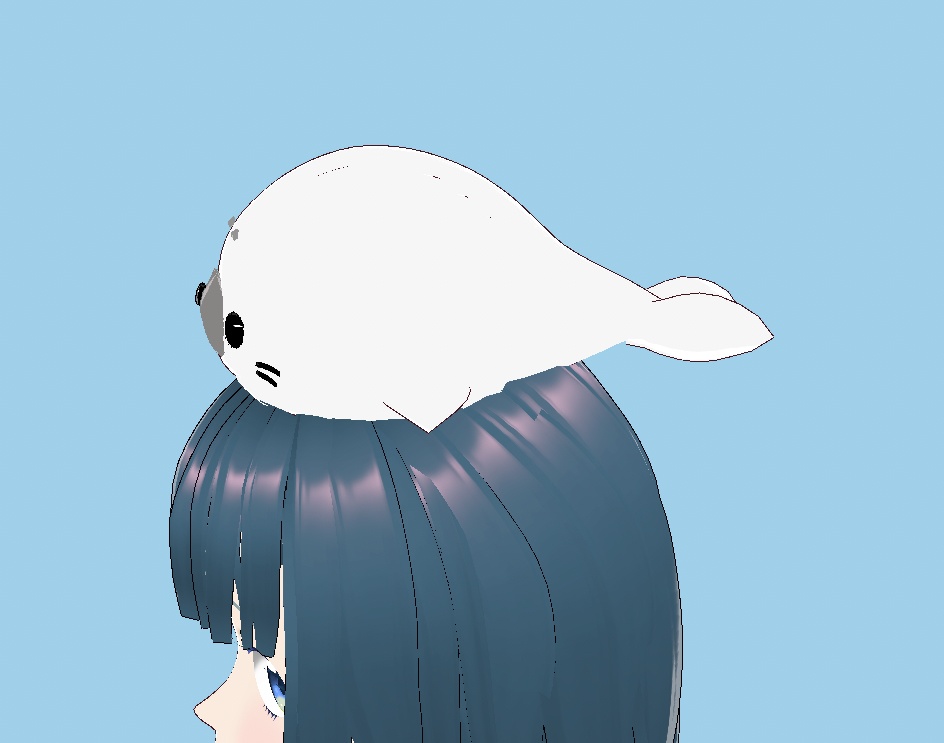 VRoid Studio 正式版 頭上で動くアザラシ 髪型カスタムアイテム(はね毛) Azarashi Seal Hair preset Extras かわいい あざらし 海豹 動く 動物 ペット pretty cute プリセット preset vroidstudio