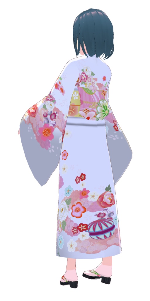 VRoid Studio 振袖 着物10色+帯7種+ゲタ紐6種セット 自由にカスタマイズ! 素材データ 振り袖 和服 カスタムアイテム(テクスチャ付) Japanese kimono wafuku お正月 お祭り 浴衣 初詣 pretty cute pink black blue purple red white ピンク 黒 白 青 赤 vroidstudio