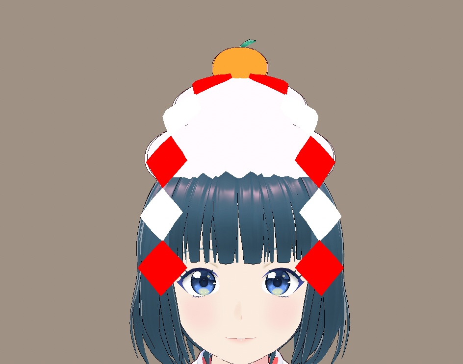 VRoid Studio 迎春かがみもち ひらひら付 お正月 鏡餅 鏡もち 髪カスタムアイテム(はね毛) ヘアープリセット vroidstudio