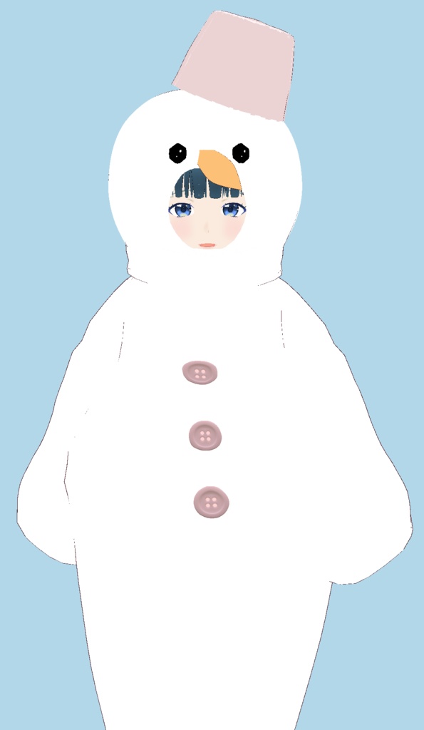 VRoid Studio ゆきだるま 頭と体セット 色変更可 トップス衣装+髪カスタムアイテム(はね毛) ヘアープリセット 雪だるま 雪達磨 スノーマン Snowman vroid衣装 可愛い カワイイ かわいい 冬 雪 winter 人形 ぬいぐるみ 着ぐるみ vroidstudio