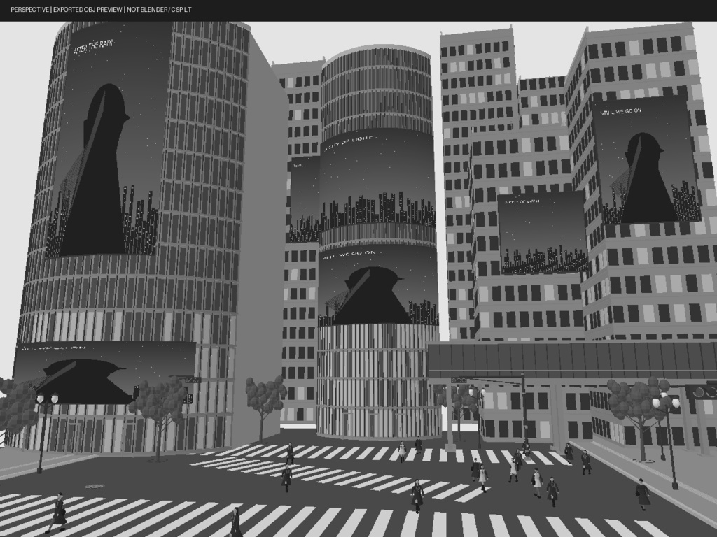 【漫画背景3D素材】都市の街並み・交差点・ビル群セット|FBX・OBJ/CLIP STUDIO LT変換対応