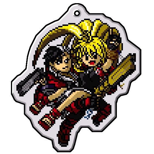 【値下】PXZ2「ゆらぎの街の二人」　零児＆小牟ドット絵アクリルキーホルダー