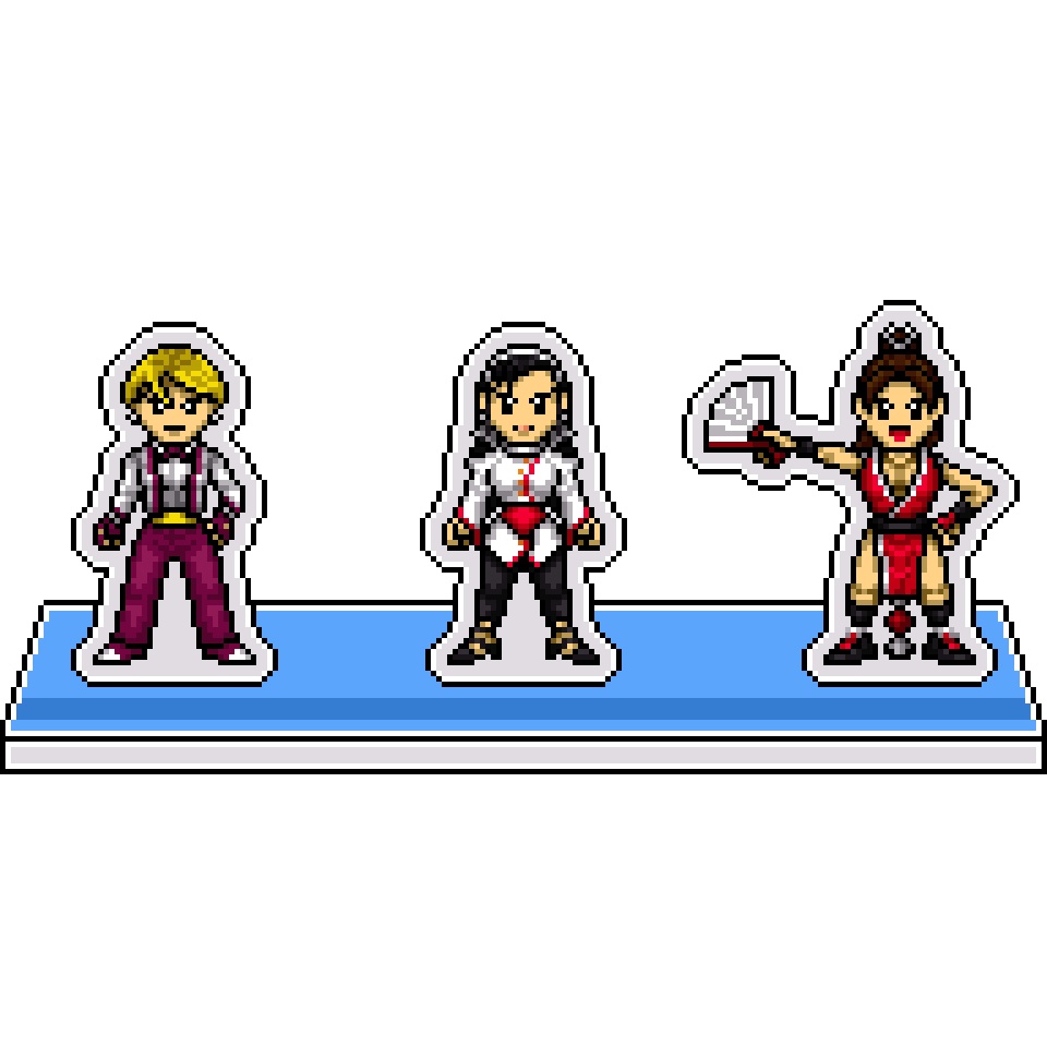 KOFオロチ編ドット絵アクリルジオラマ⑥：女性格闘家チーム