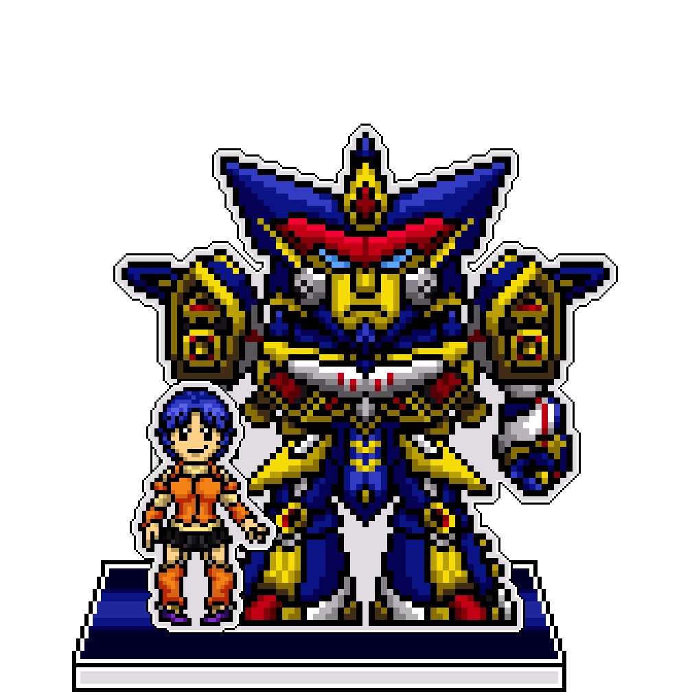 SRWOGドット絵アクリルジオラマ：クスハ×グルンガスト弐式