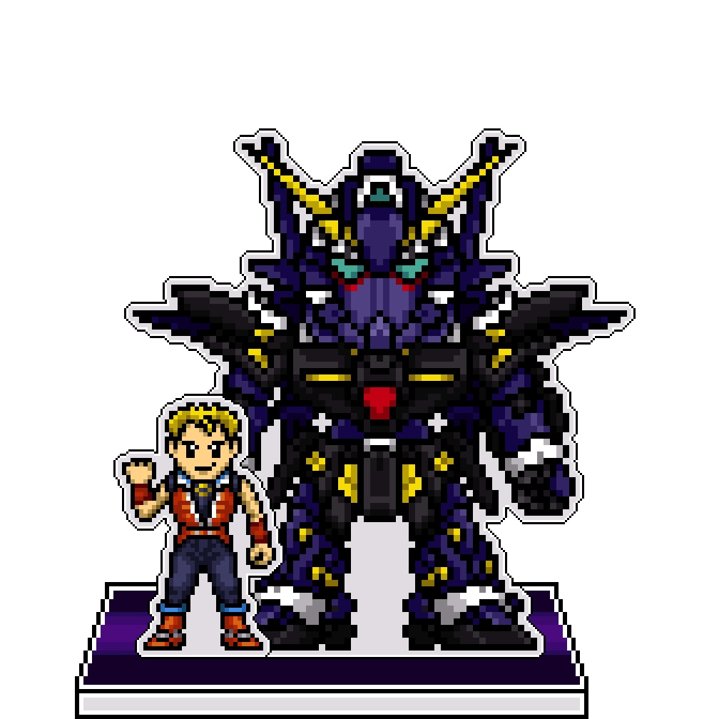 SRWOGドット絵アクリルジオラマ：ブリット×ヒュッケバインMk-Ⅱ