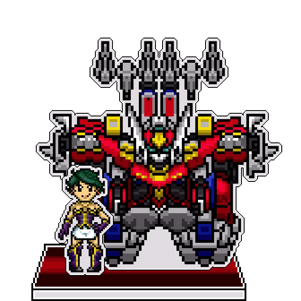 SRWOGドット絵アクリルジオラマ：アヤ×R-3パワード