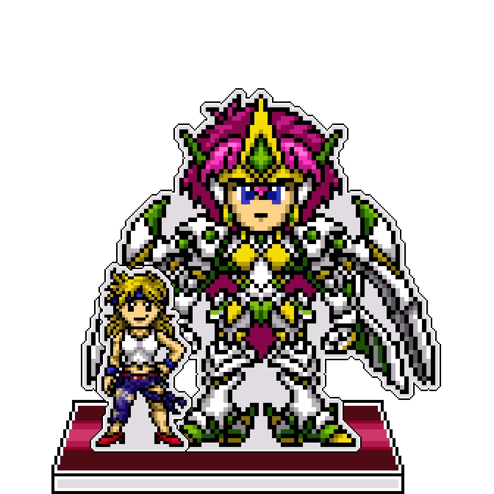 SRWOGドット絵アクリルジオラマ：リューネ×ヴァルシオーネ