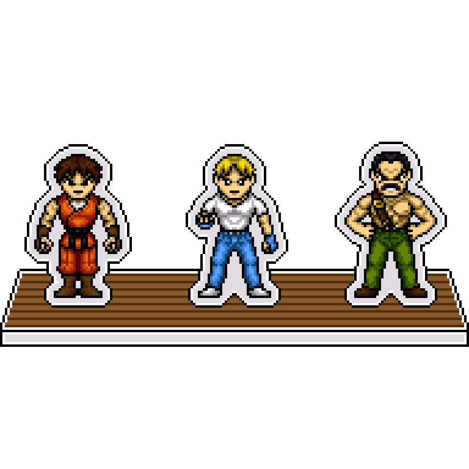 ドット絵３人組アクリルジオラマ：ファイナルファイト