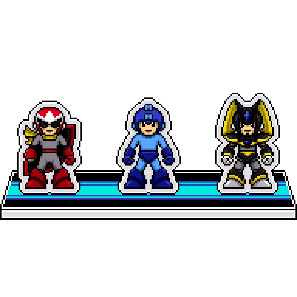ドット絵３人組アクリルジオラマ：ロックマン