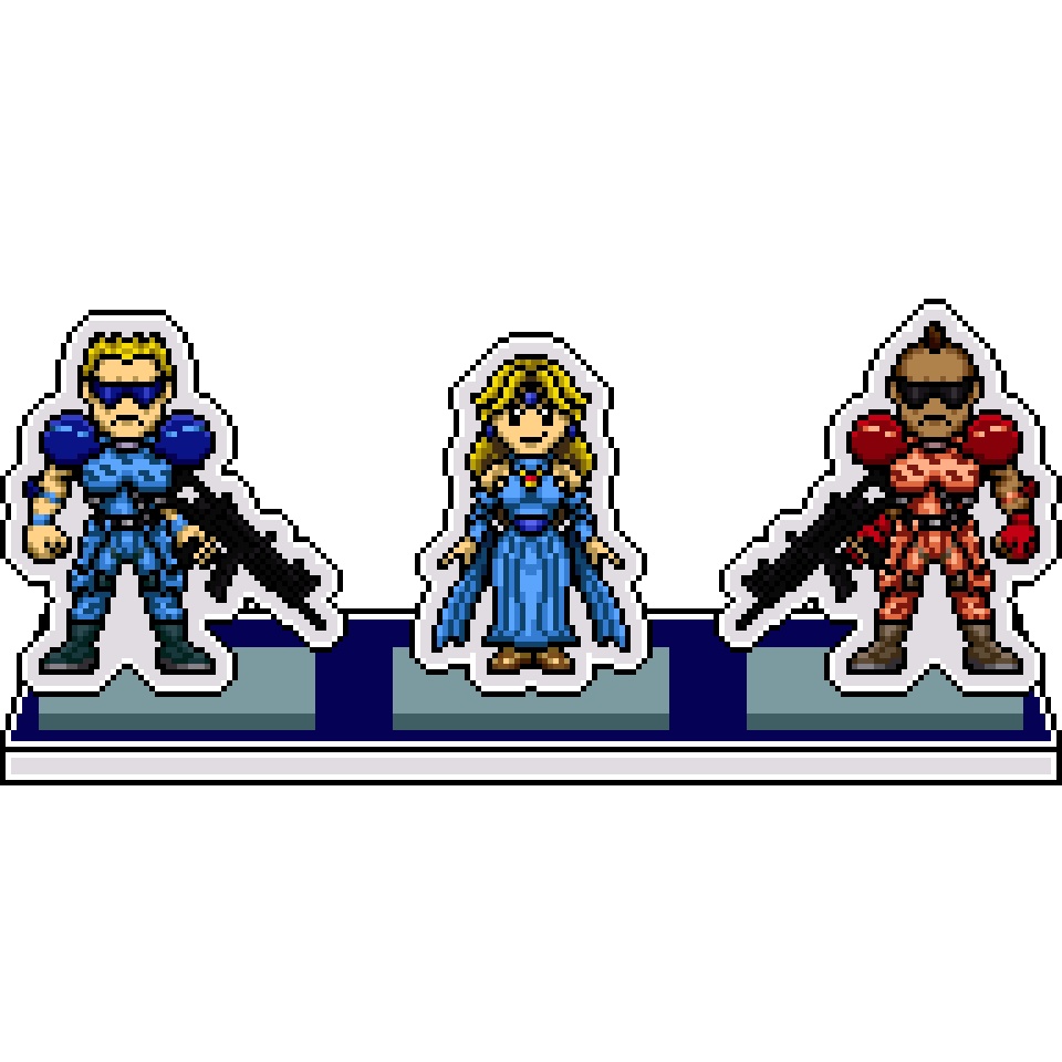 NXCドット絵アクリルジオラマ⑲：超戦士１P・超戦士２P・シルフィー