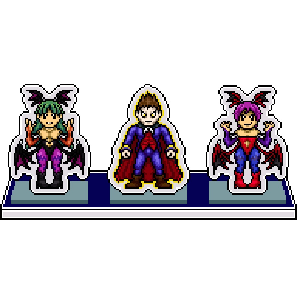NXCドット絵アクリルジオラマ⑱：デミトリ・モリガン・リリス