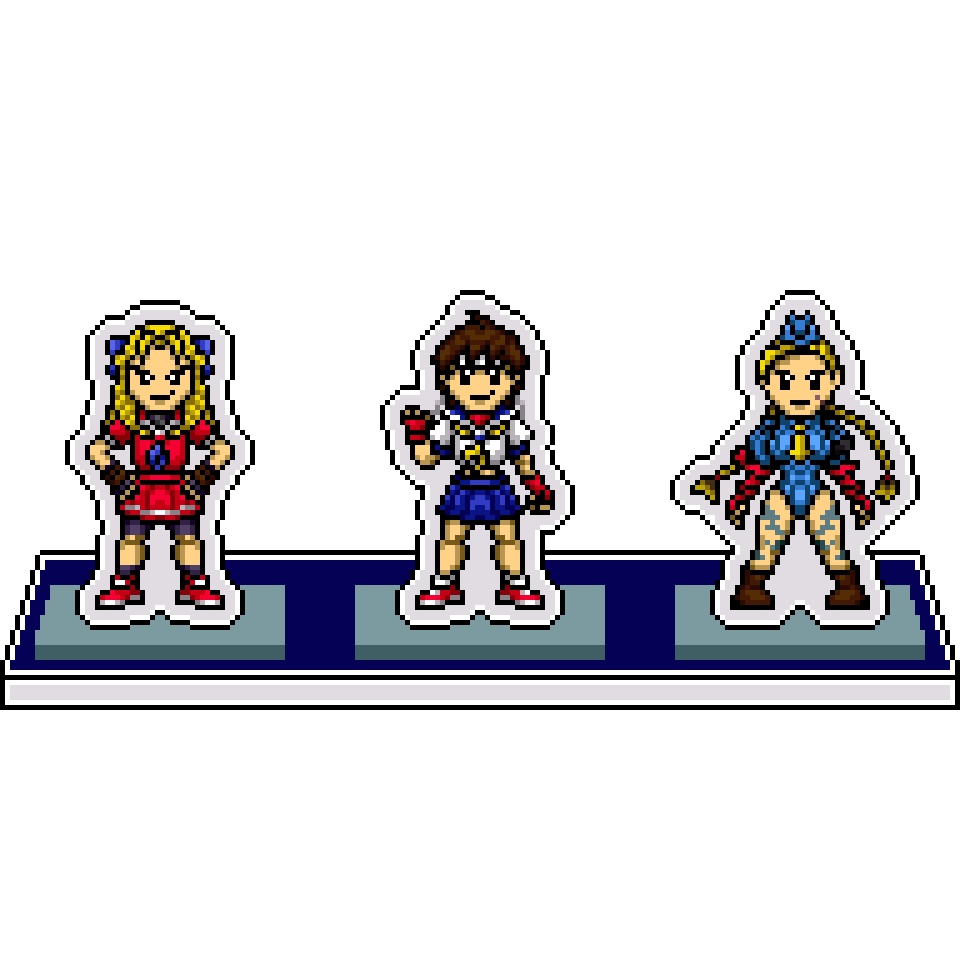 NXCドット絵アクリルジオラマ⑭：さくら・かりん・キャミィ