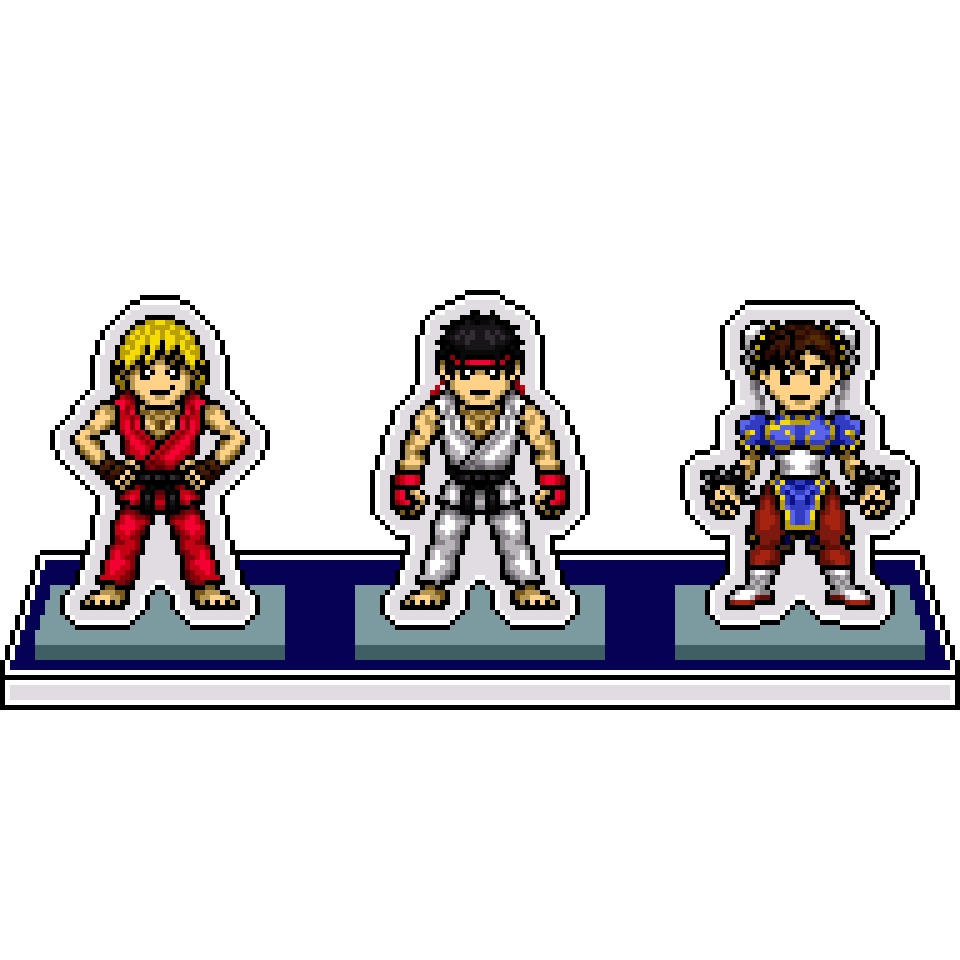 NXCドット絵アクリルジオラマ⑬：リュウ・ケン・春麗