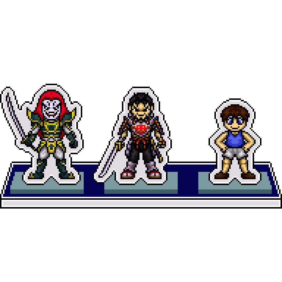 NXCドット絵アクリルジオラマ⑦：御剣・景清・たろすけ