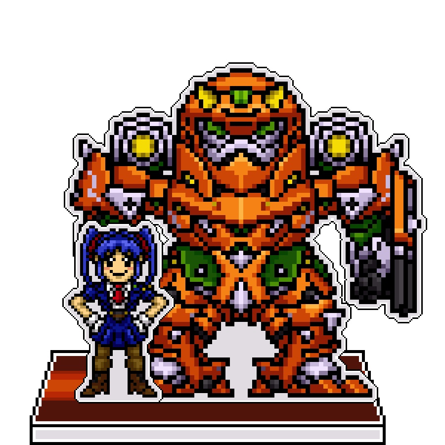 SRWOGドット絵アクリルジオラマ：ミオ×ザムジード