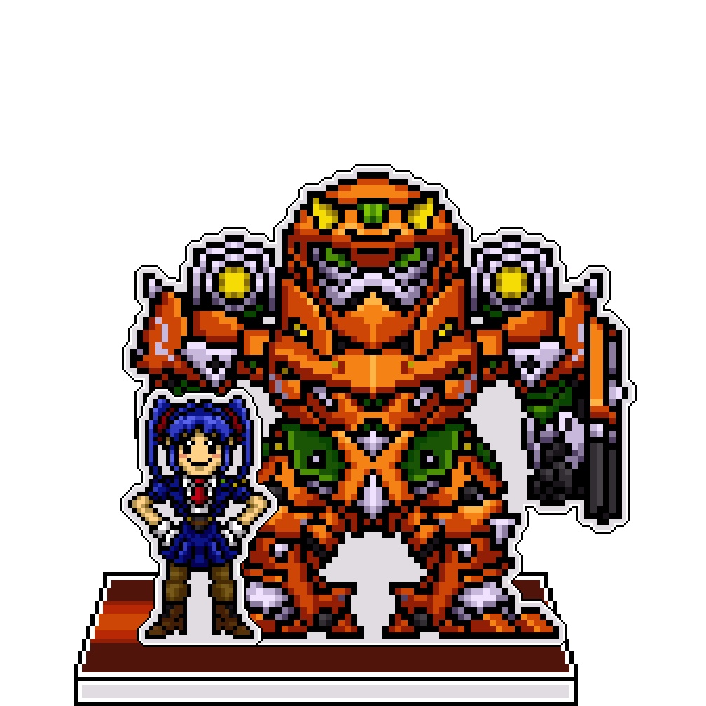 SRWOGドット絵アクリルジオラマ：ミオ×ザムジード
