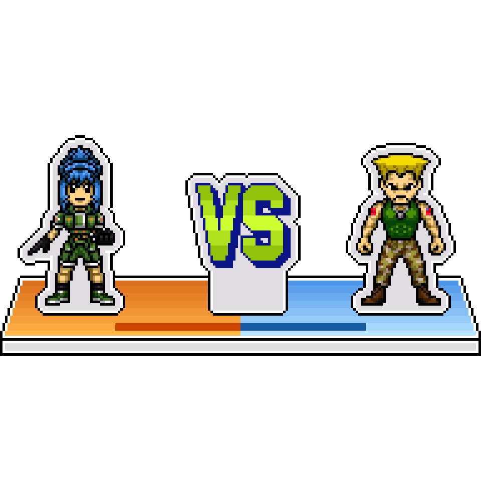 SvCドット絵アクリルジオラマ⑨：レオナ VS. ガイル
