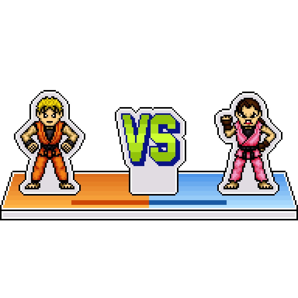 SvCドット絵アクリルジオラマ④：リョウ VS. ダン