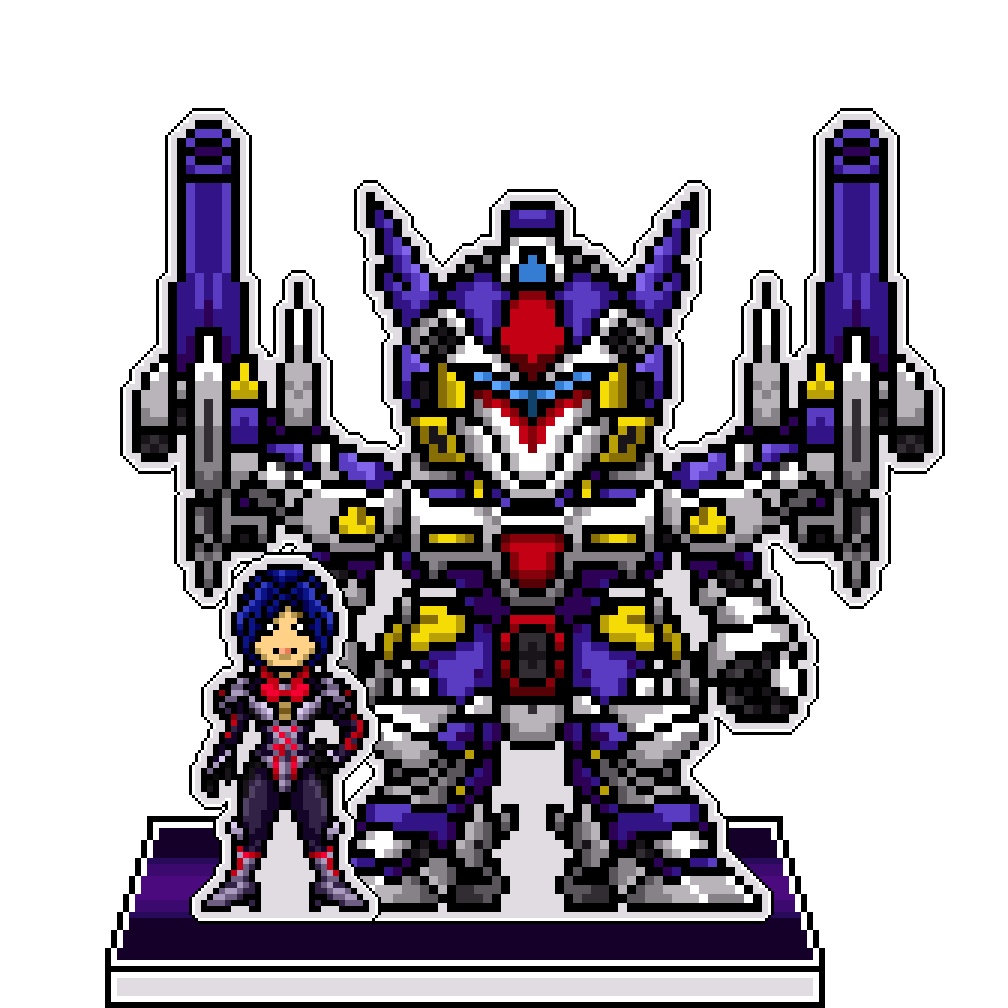 SRWOGドット絵アクリルジオラマ：ヴィレッタ×R-GUNパワード