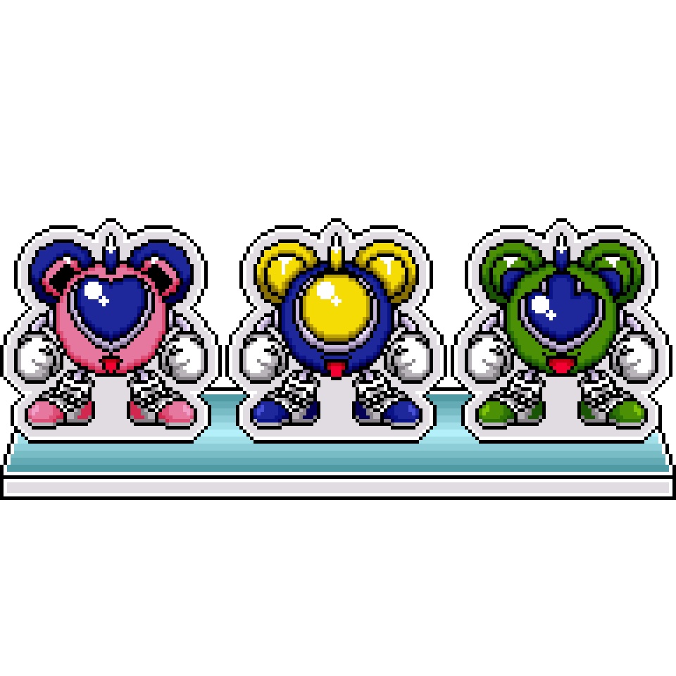 ドット絵３人組アクリルジオラマ：ツインビー