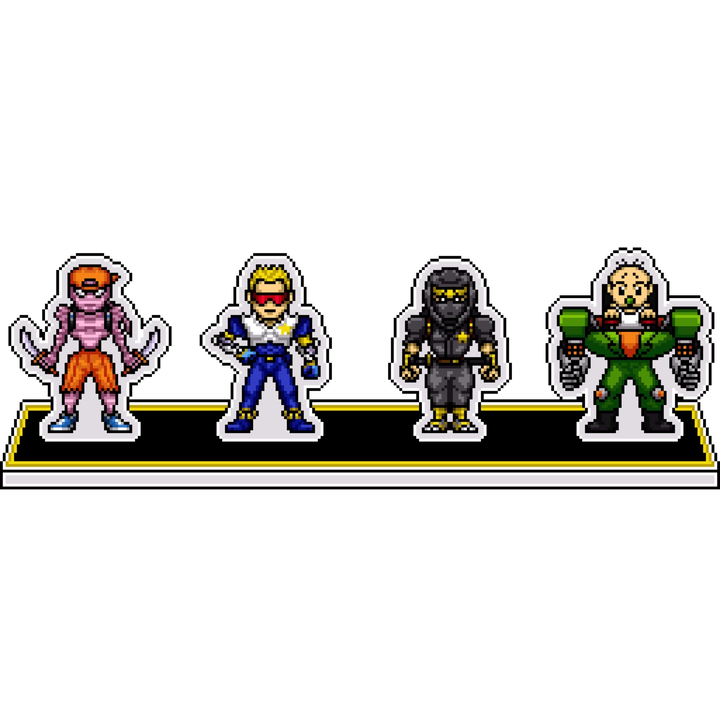 ドット絵４人組アクリルジオラマ：キャプテンコマンドー