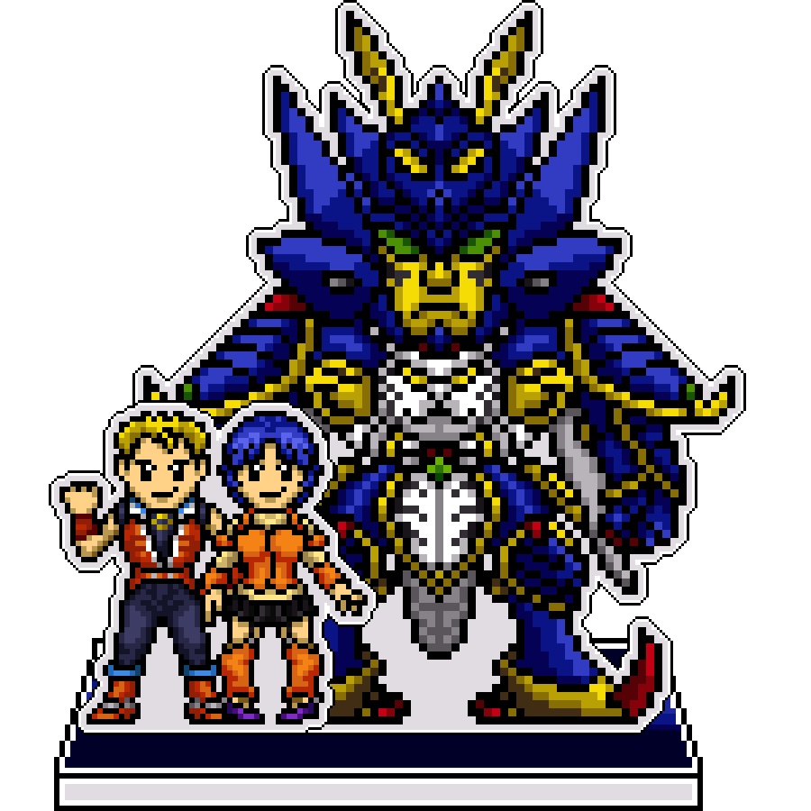 SRWOGドット絵アクリルジオラマ：クスハ＆ブリット×龍虎王
