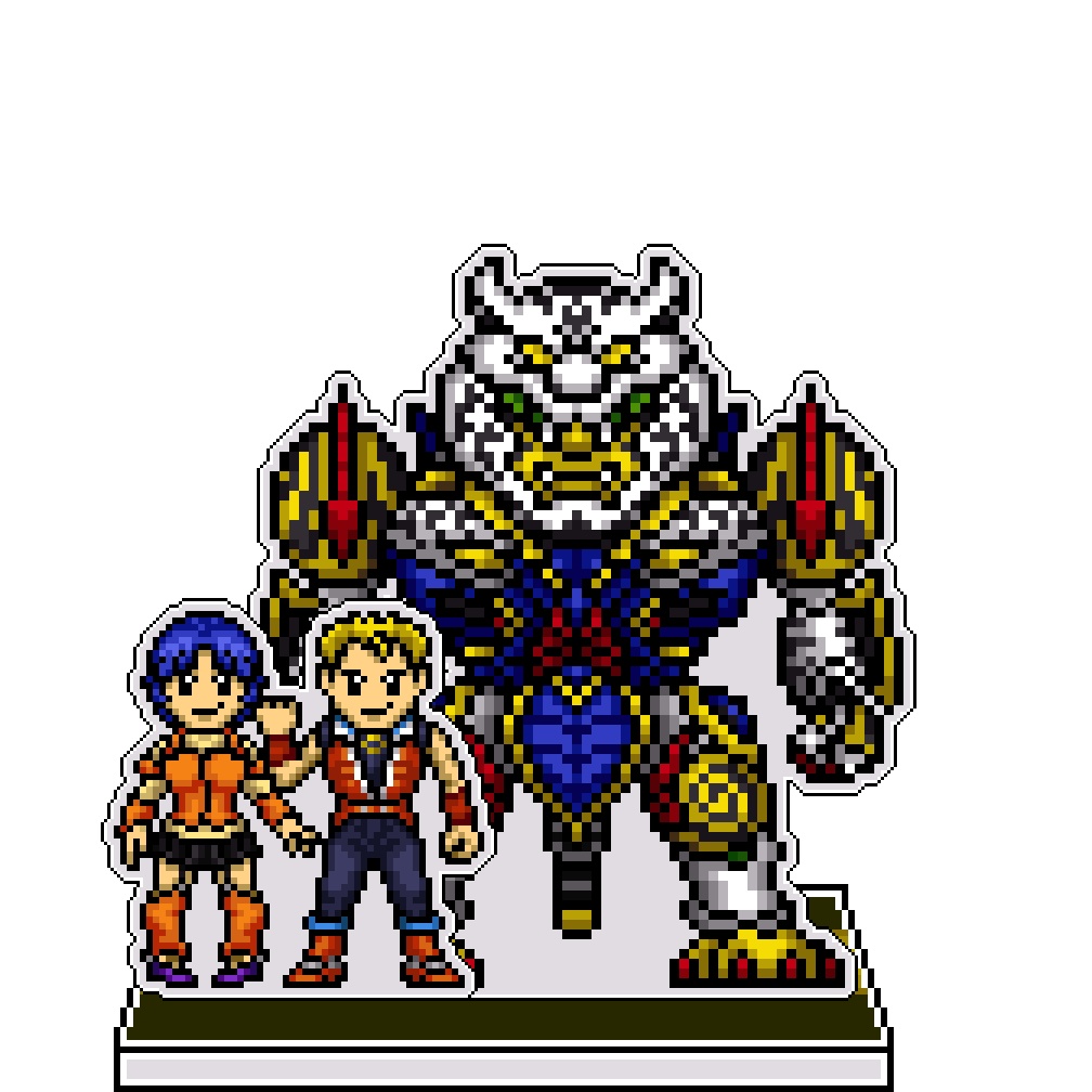 SRWOGドット絵アクリルジオラマ：ブリット＆クスハ×虎龍王