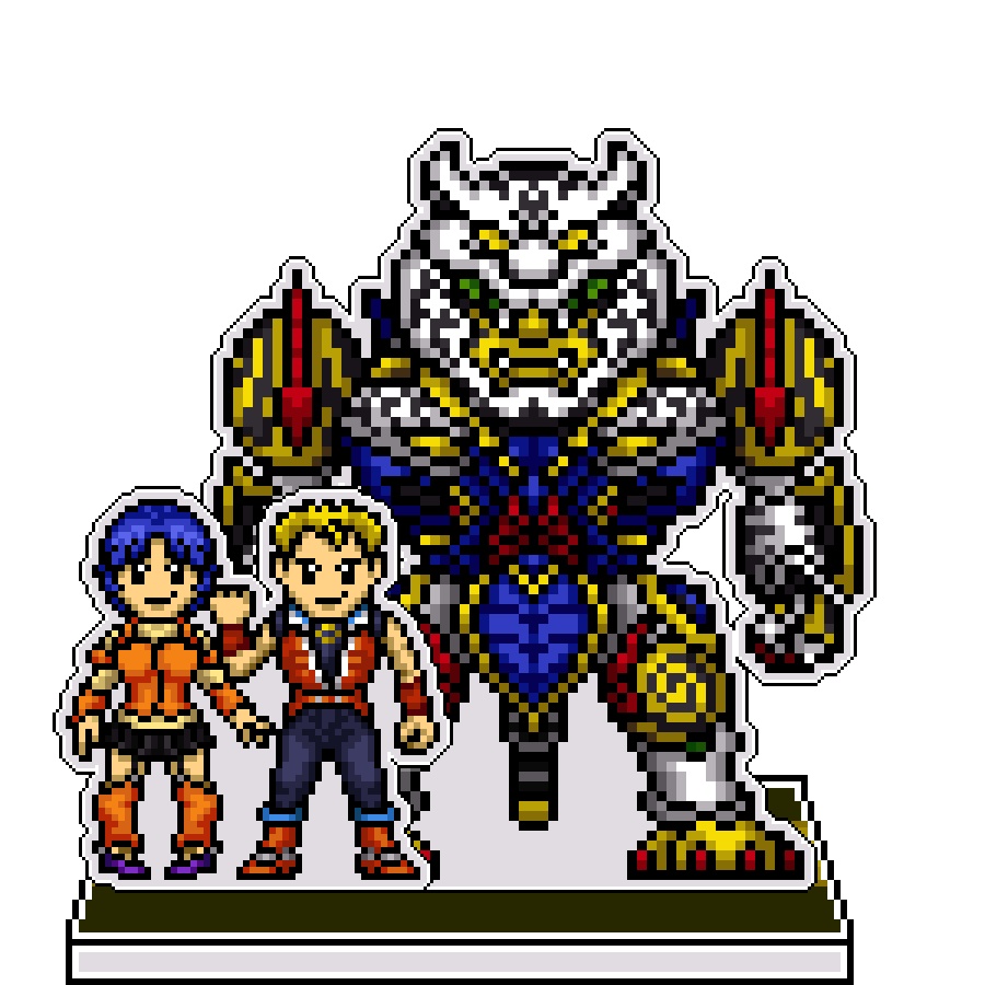 SRWOGドット絵アクリルジオラマ：ブリット＆クスハ×虎龍王