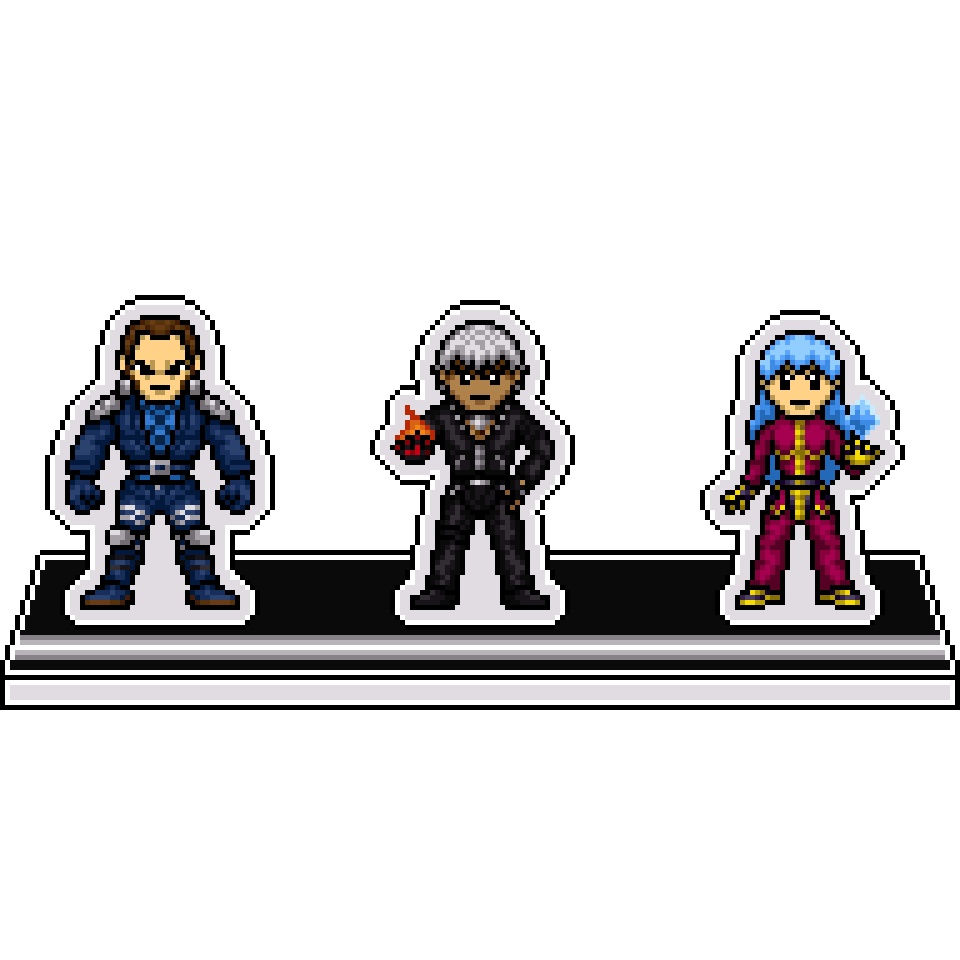 KOFドット絵アクリルジオラマ：ネスツ編主人公チーム’（先行試作版）