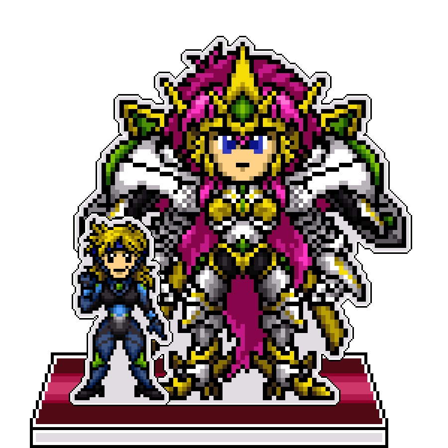 SRWOGドット絵アクリルジオラマ：リューネ×ヴァルシオーネR