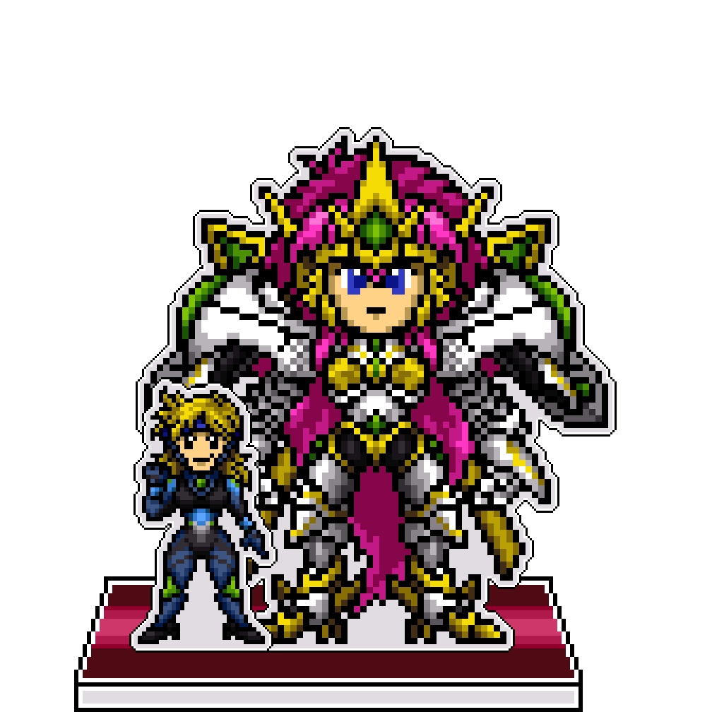 SRWOGドット絵アクリルジオラマ：リューネ×ヴァルシオーネR