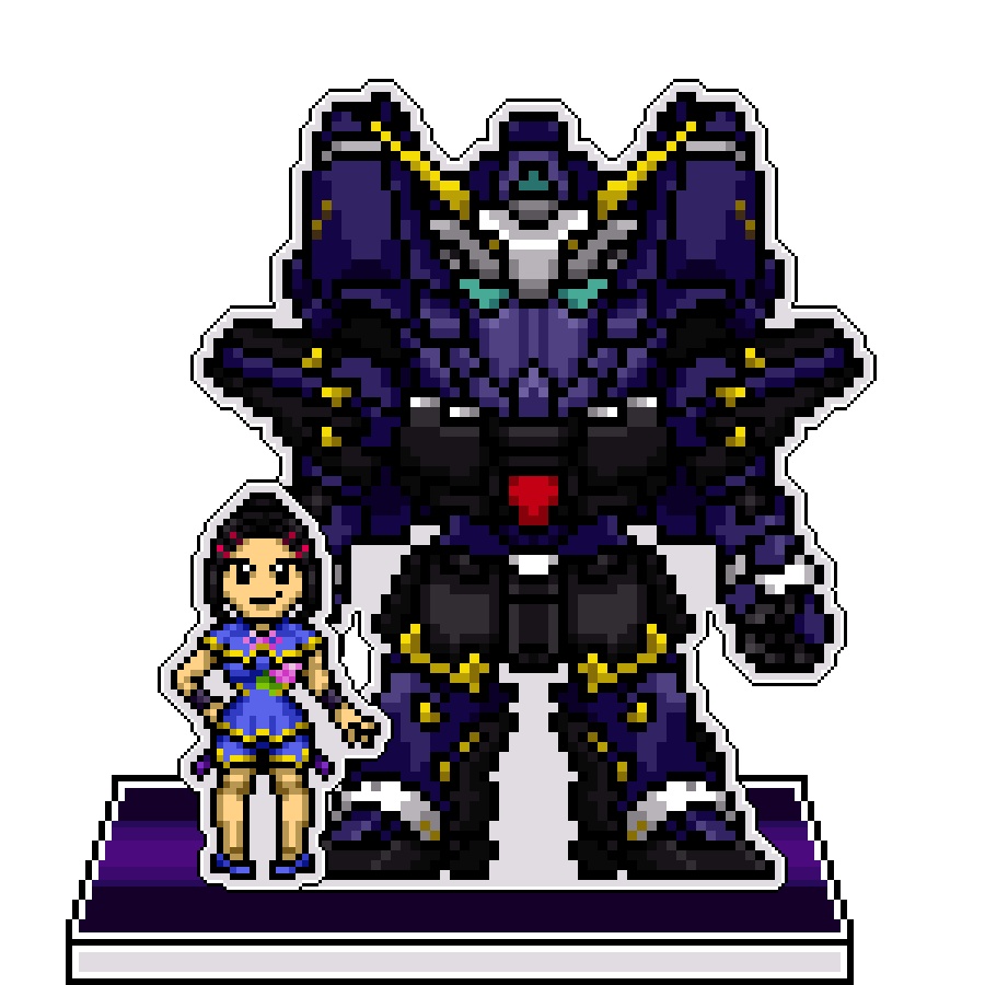 SRWOGドット絵アクリルジオラマ：リオ×ヒュッケバインMk-Ⅲ