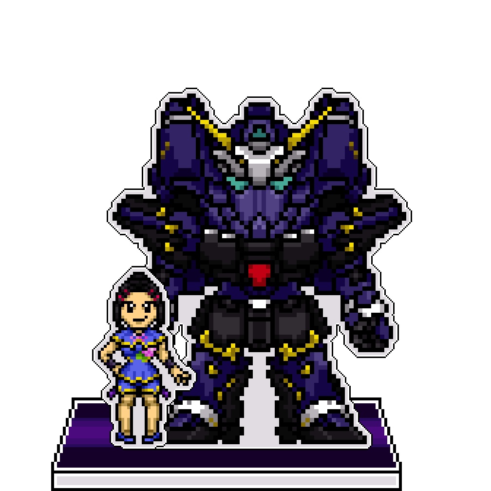 SRWOGドット絵アクリルジオラマ：リオ×ヒュッケバインMk-Ⅲ