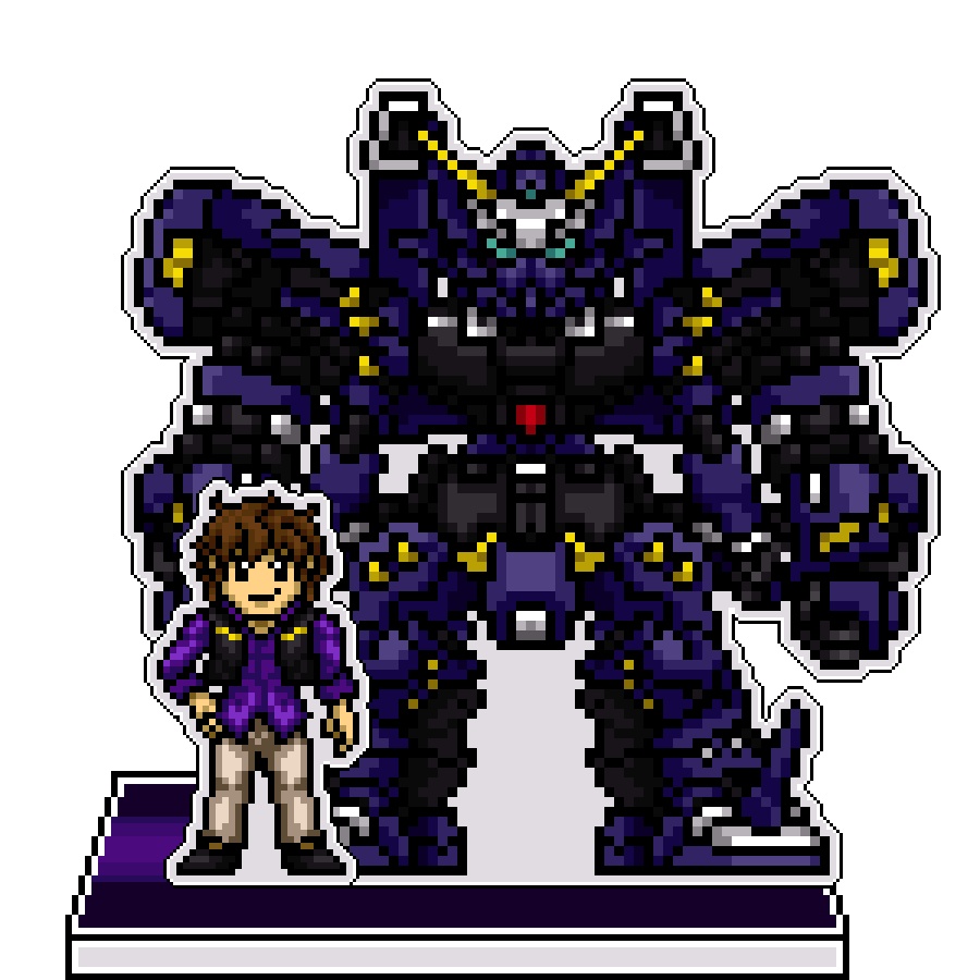 SRWOGドット絵アクリルジオラマ：リョウト×ヒュッケバインボクサー