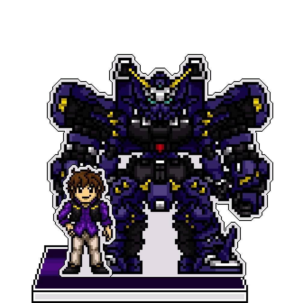 SRWOGドット絵アクリルジオラマ：リョウト×ヒュッケバインボクサー