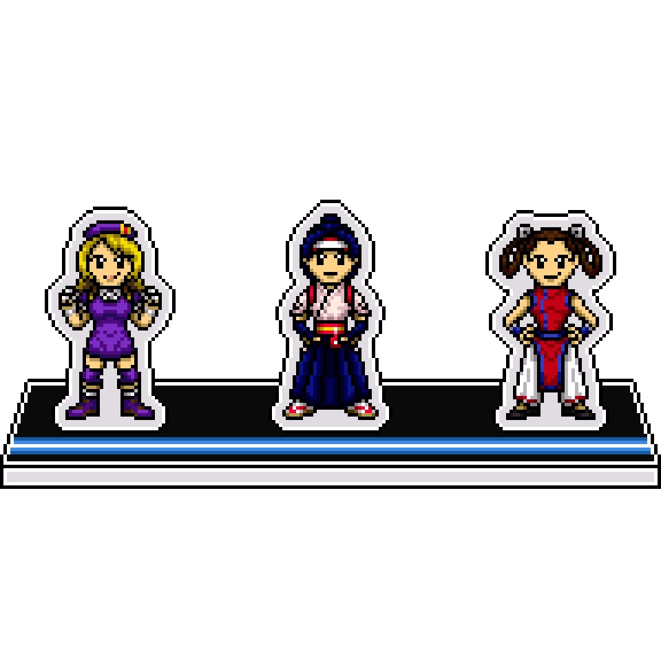 KOFネスツ編ドット絵アクリルジオラマ⑦：美少女格闘家チーム’