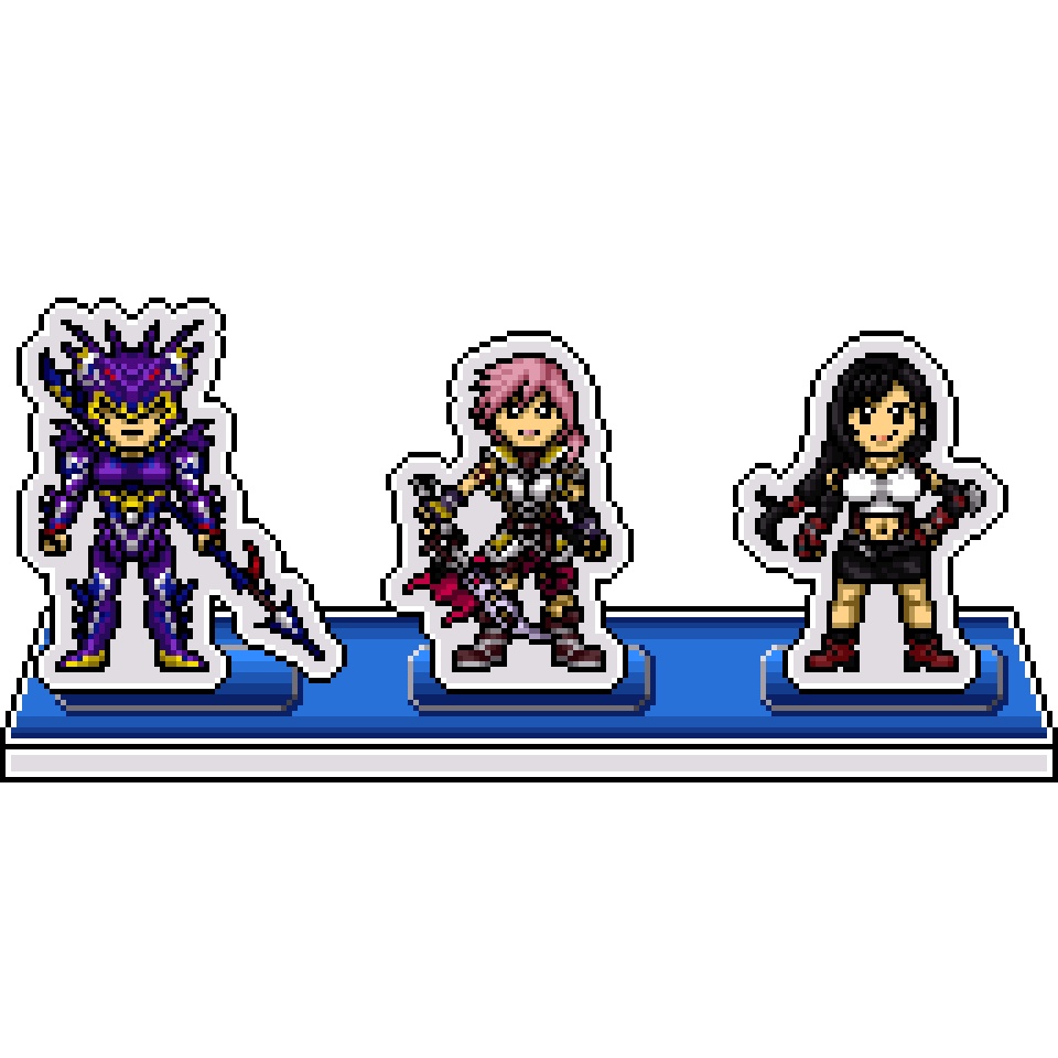 DFFドット絵アクリルジオラマ：ライトニング・カイン・ティファ