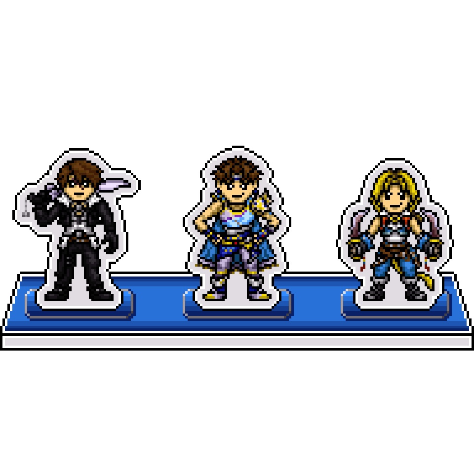 DFFドット絵アクリルジオラマ：バッツ・スコール・ジタン