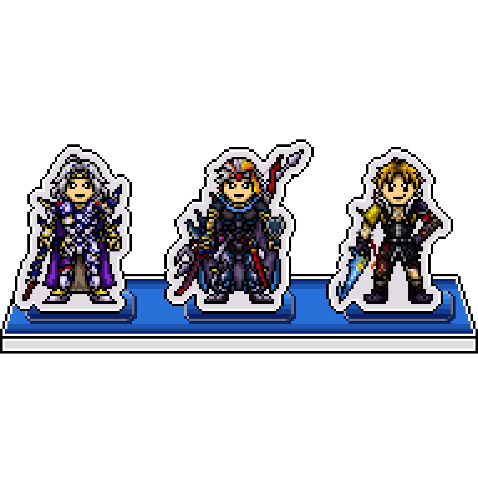 DFFドット絵アクリルジオラマ：フリオニール・セシル・ティーダ