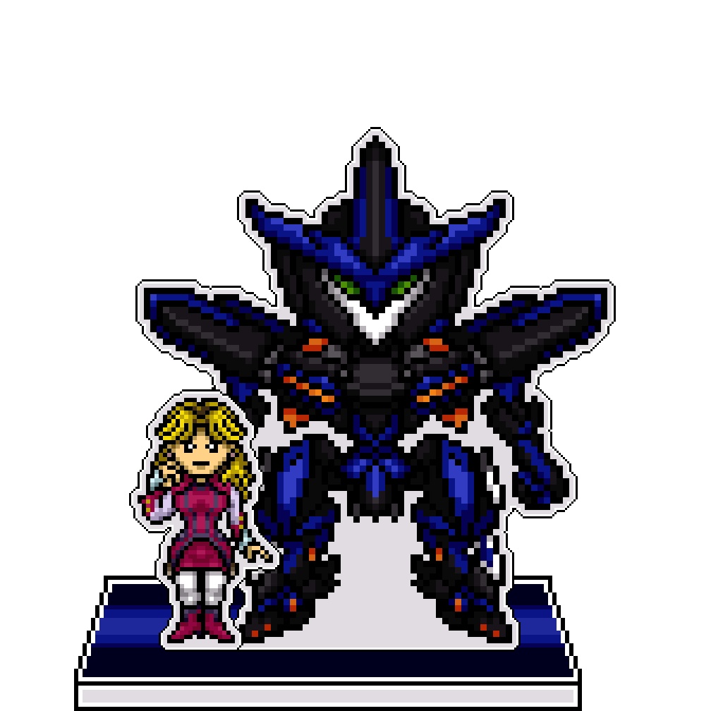 SRWOGドット絵アクリルジオラマ：レオナ×ズィーガーリオン