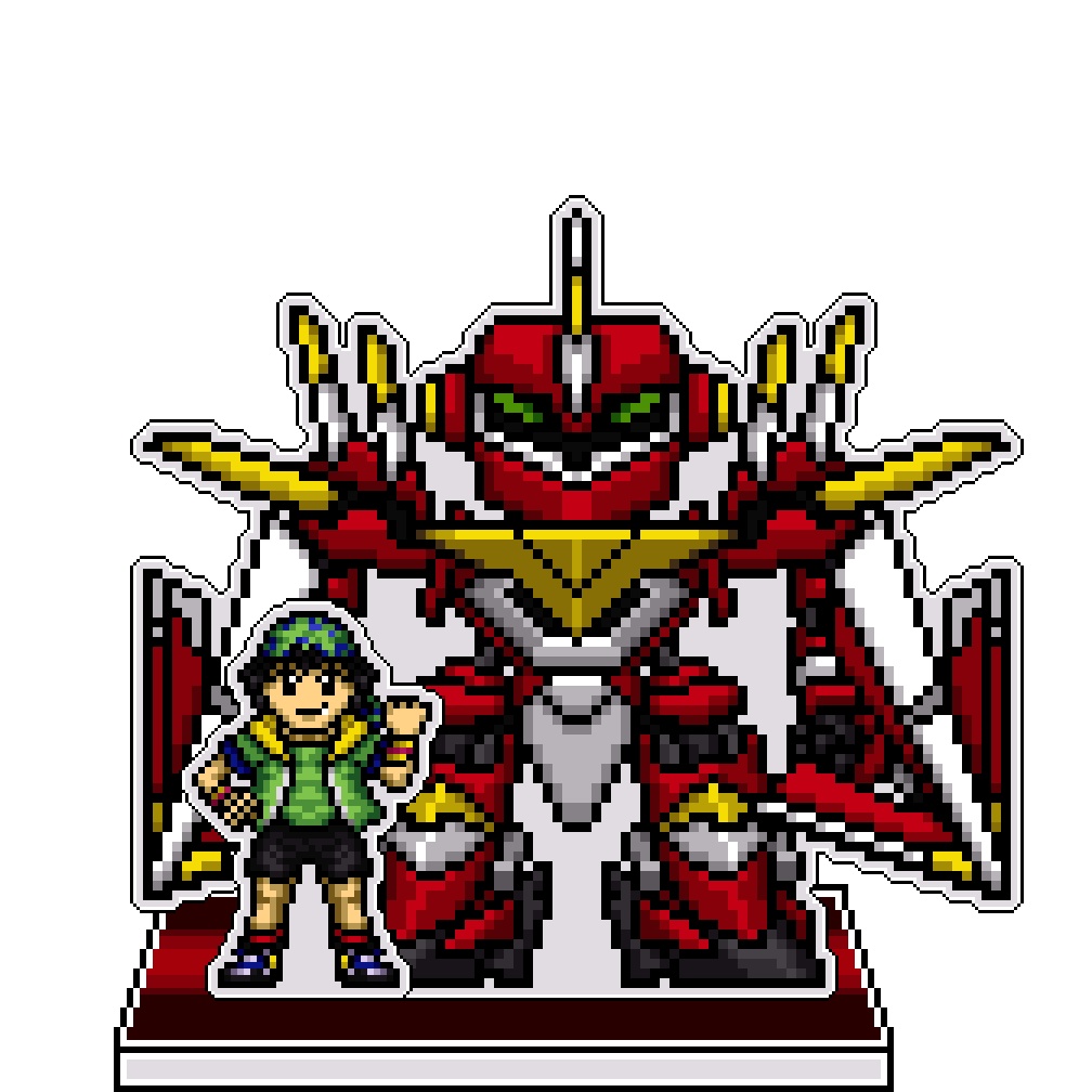 SRWOGドット絵アクリルジオラマ：タスク×ジガンスクード・ドゥロ