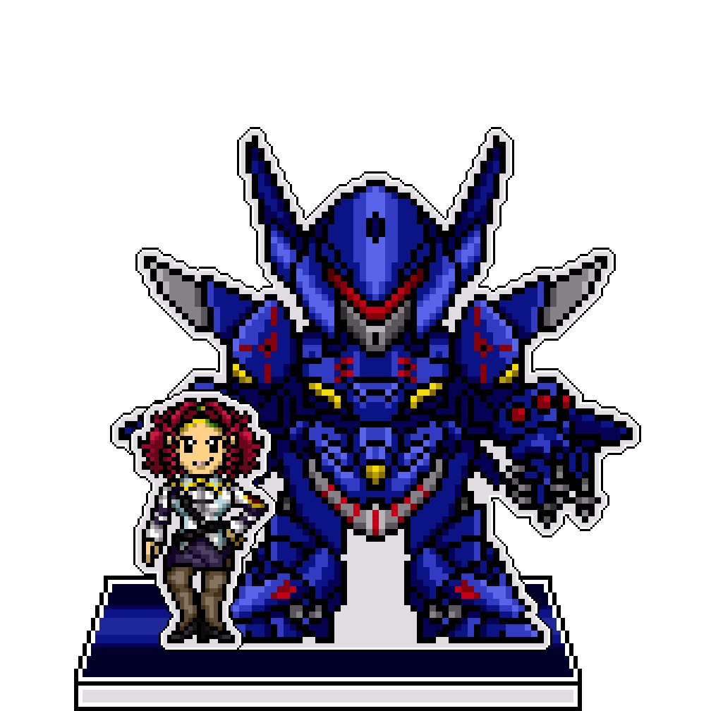 SRWOGドット絵アクリルジオラマ：ガーネット×量産型ゲシュペンストMk-Ⅱ