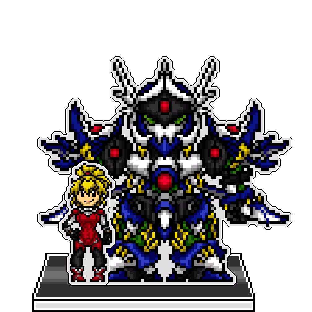 SRWOGドット絵アクリルジオラマ：エクセレン×ライン・ヴァイスリッター