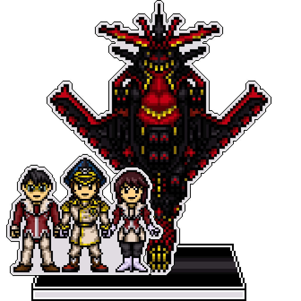 【パーツ付属】SRWOGドット絵アクリルジオラマ：テツヤ＆クルー×クロガネ