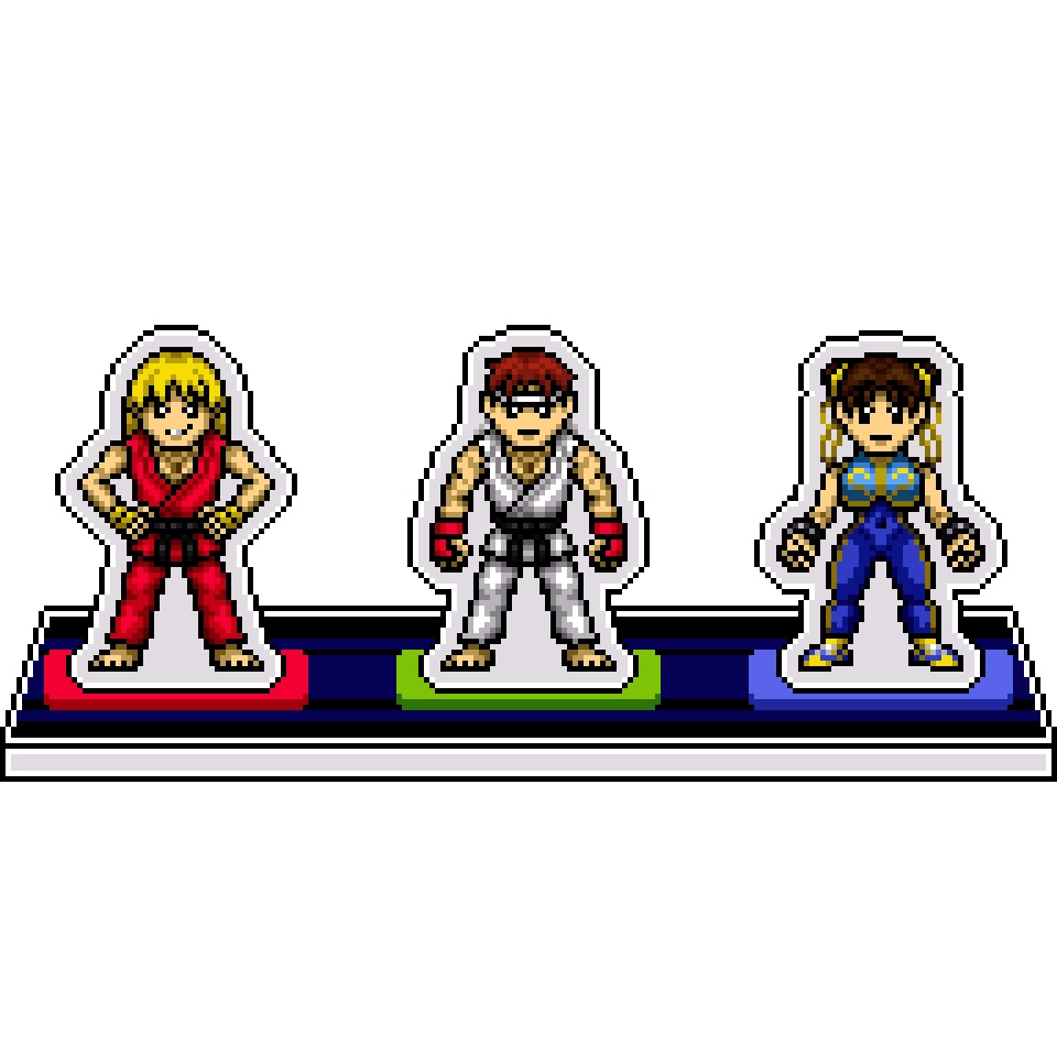 ドット絵３人組アクリルジオラマ：ストリートファイターZERO
