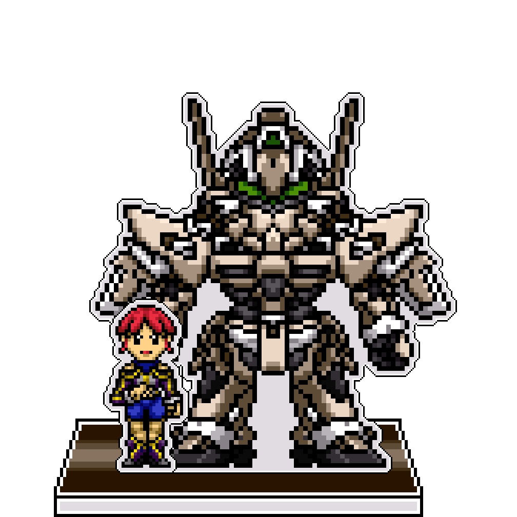 SRWOGドット絵アクリルジオラマ：マイ×量産型ヒュッケバインMk-Ⅱ
