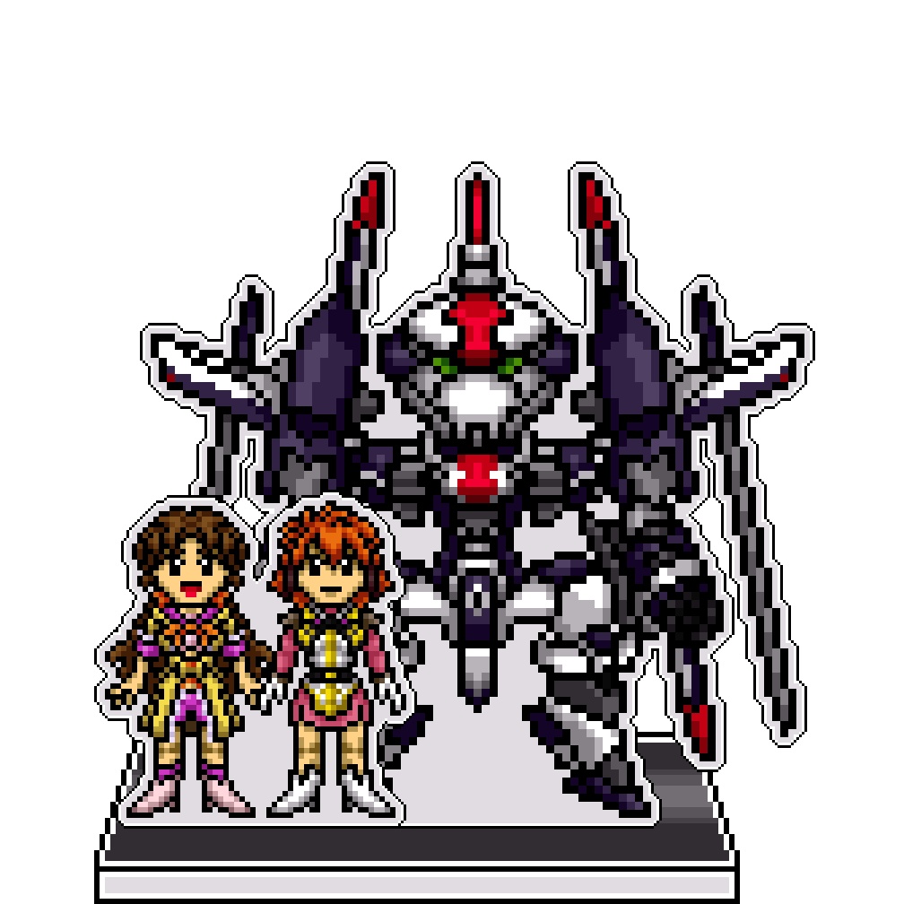 SRWOGドット絵アクリルジオラマ：アイビス＆ツグミ×アステリオンAX